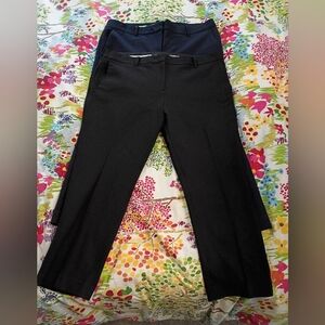 Ann Taylor Devin Fit Pants Black Pair and Navy Pair Size 14  Cropped Length